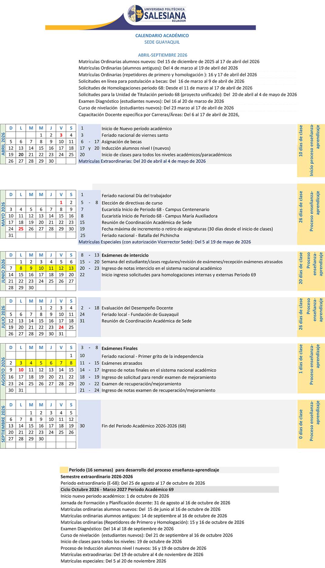 Calendario Académico Guayaquil
